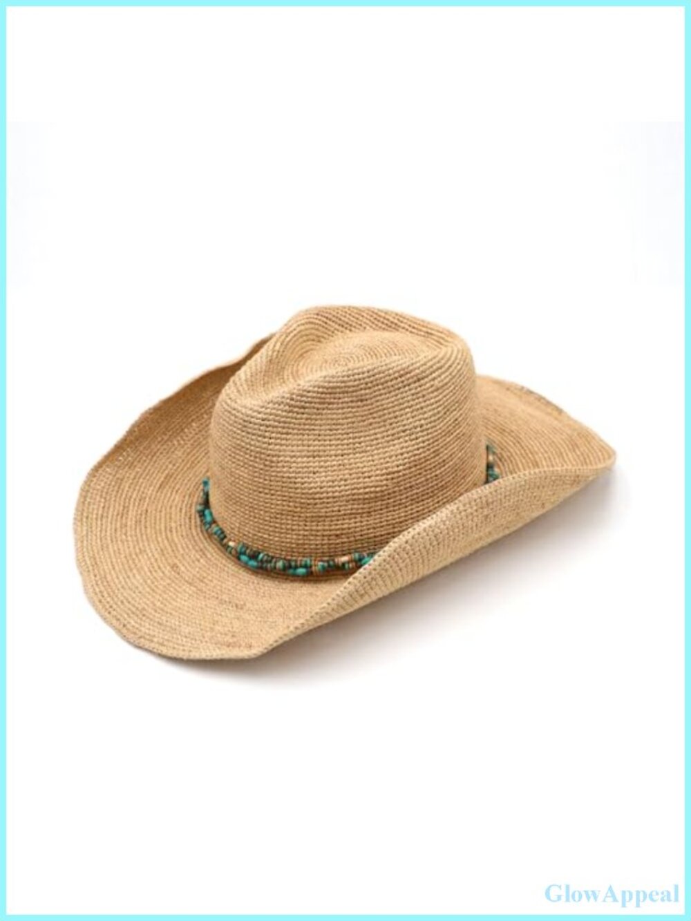Raffia Straw Cowboy Hat Women's Crocheted Summer Beach Sun Hat